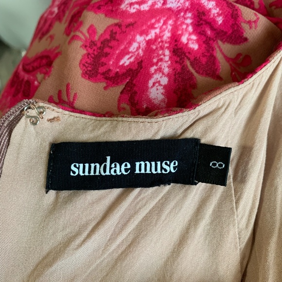 Sundae Muse Pink Floral Ruffle Bell Sleeve Mini Christy Dress Size US Sm… - Picture 8 of 11